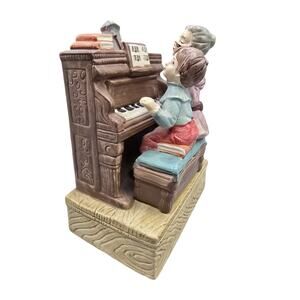 Albert E Price Elderly Lady And Boy Playing Piano Resin Figure Music Box